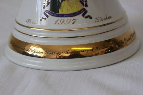 An exceptionally rare "Bells 8 year" Queen Elizabeth's 50th Anniversary commemorative decanter