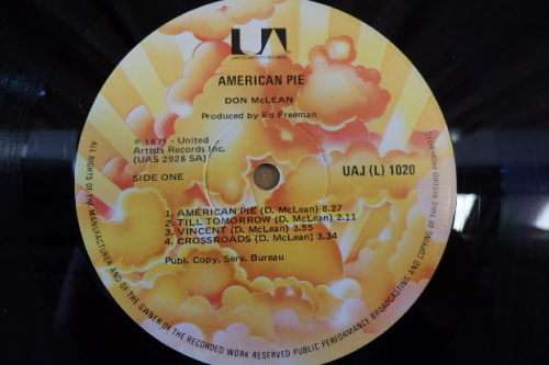 An awesome Don McLean "American Pie" (1971) vinyl LP in magnificent condition
