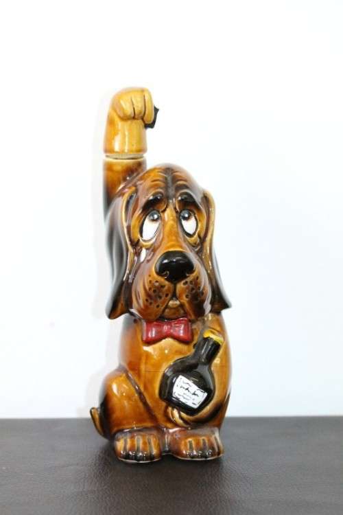An awesome vintage "stoneware" Dog character decanter with a cork lined stopper