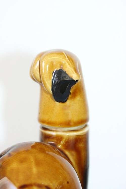 An awesome vintage "stoneware" Dog character decanter with a cork lined stopper