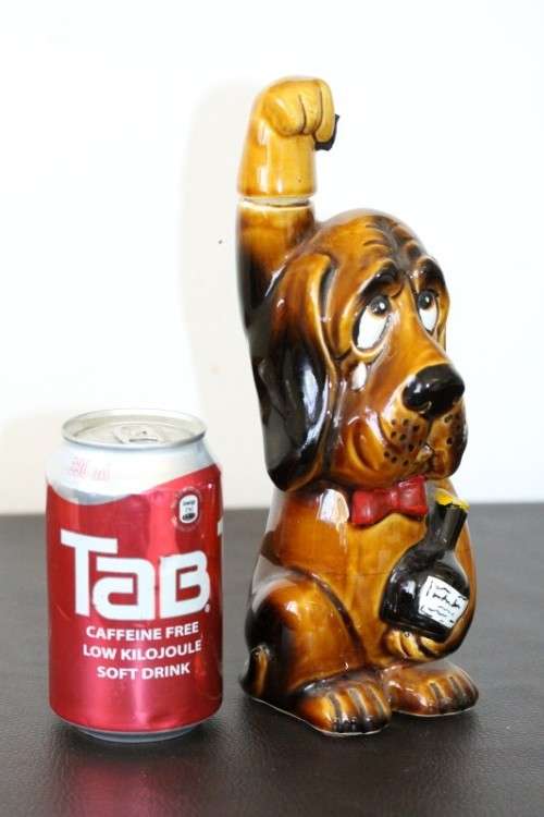 An awesome vintage "stoneware" Dog character decanter with a cork lined stopper