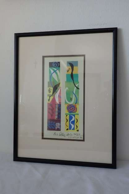 A stunning framed abstract print titled ''Les Betes dela mer'' (Beasts of the sea) by Henri Matisse