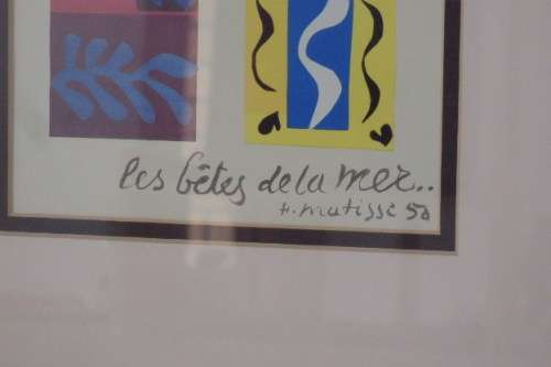 A stunning framed abstract print titled ''Les Betes dela mer'' (Beasts of the sea) by Henri Matisse