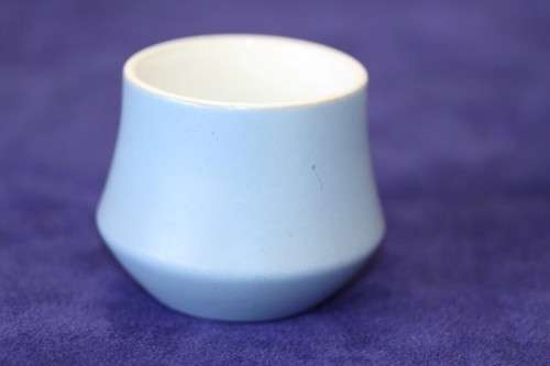 A gorgeous "Tea-For-Two" terracotta stoneware milk jug/ creamer and sugar bowl set in a soft blue