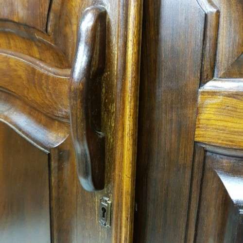 A spectacular Art Deco three-door solid Imbuia wardrobe with 8x drawers and loads of hanging space