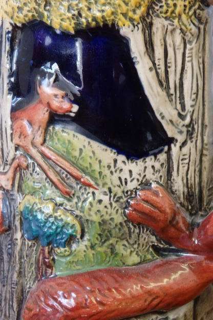 Fabulous vintage German made stoneware lidded Stein w/ traditional hand glazed detailing