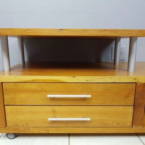 An exquisitely made Cherry wood "entertainment unit" with drawers on castors =  stylish & modern!!!