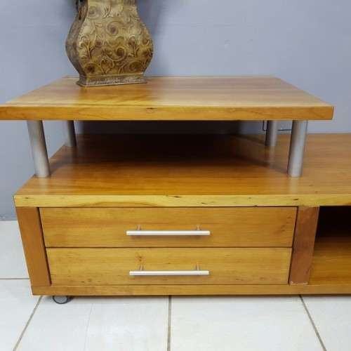 An exquisitely made Cherry wood "entertainment unit" with drawers on castors =  stylish & modern!!!