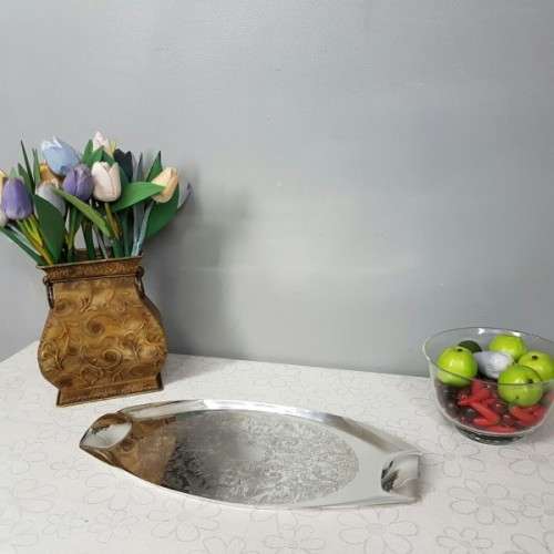 A beautiful large Rhodesian "double-handle" engraved silver plated serving/ snack tray