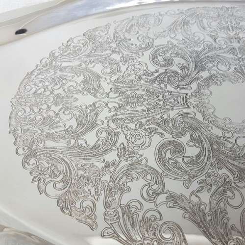 A beautiful large Rhodesian "double-handle" engraved silver plated serving/ snack tray