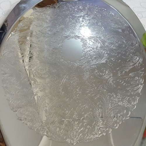 A beautiful large Rhodesian "double-handle" engraved silver plated serving/ snack tray