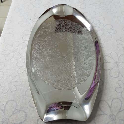 A beautiful large Rhodesian "double-handle" engraved silver plated serving/ snack tray