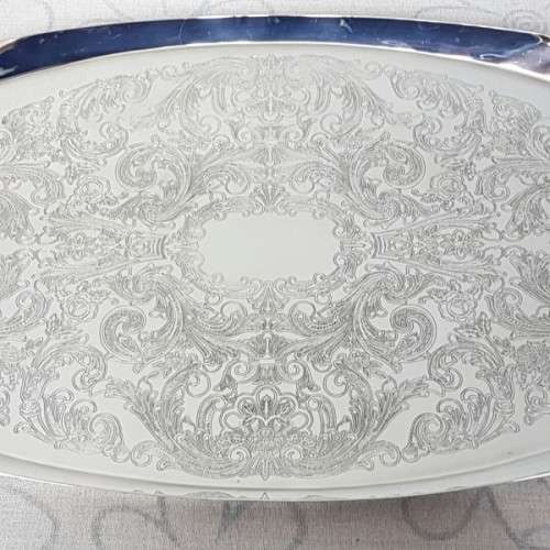 A beautiful large Rhodesian "double-handle" engraved silver plated serving/ snack tray
