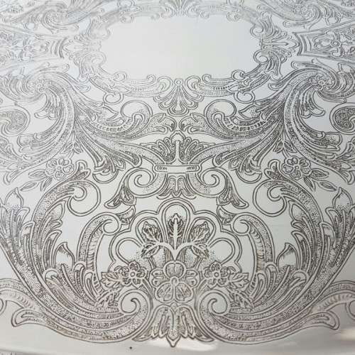 A beautiful large Rhodesian "double-handle" engraved silver plated serving/ snack tray