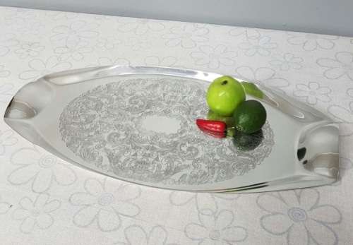 A beautiful large Rhodesian "double-handle" engraved silver plated serving/ snack tray
