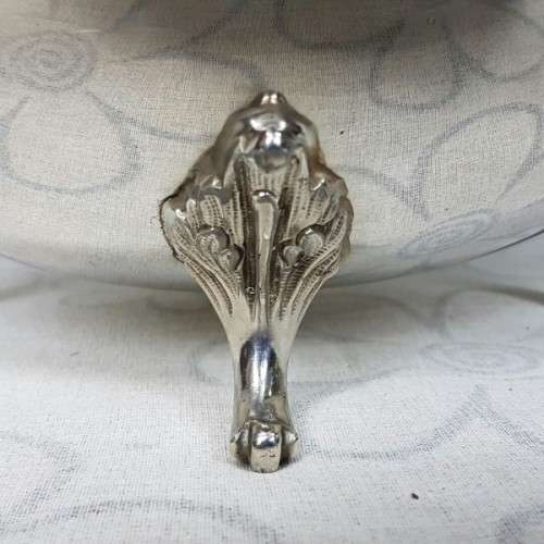 A stunning large vintage Rhodesian silver plated "double-handle" footed serving bowl w/ beaded edge