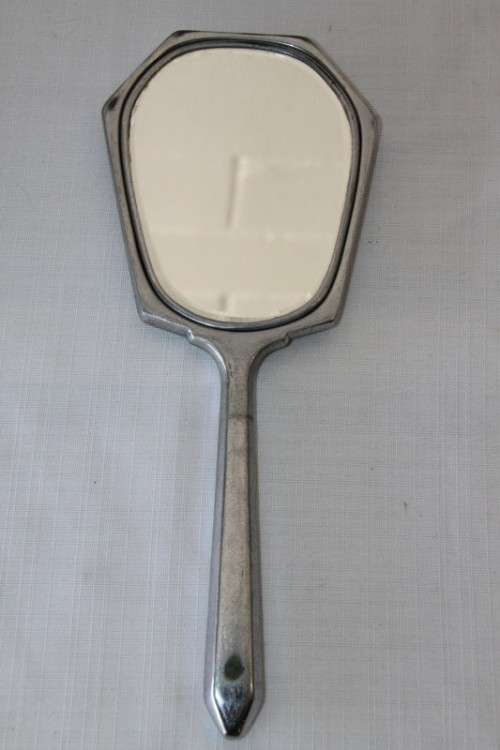 **RS17** A beautiful antique Art Deco enamelled vanity set w/ brushes & mirror in its original case