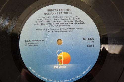 A lovely Marianne Faithful "Broken English" (1979) vinyl LP in excellent condition