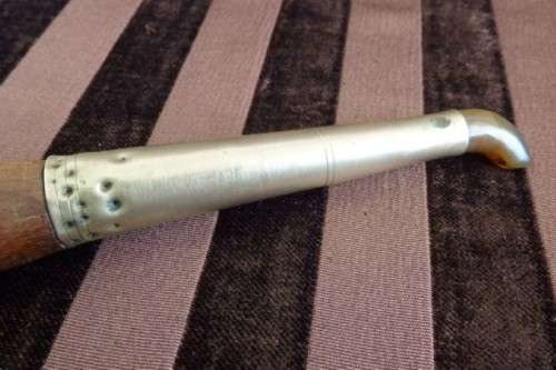 An incredible set of four vintage sculpting tools with wooden handles, brass cuffs & celluloid tips