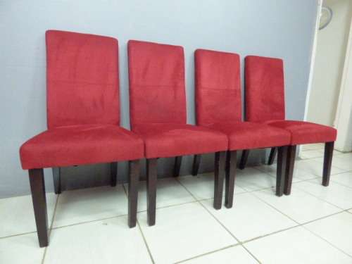 4x stunning upholstered, modern high back dining room chairs in great condition. bid/chair     RS17