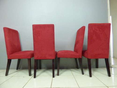 4x stunning upholstered, modern high back dining room chairs in great condition. bid/chair     RS17