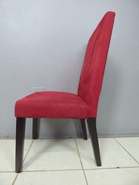 4x stunning upholstered, modern high back dining room chairs in great condition. bid/chair     RS17