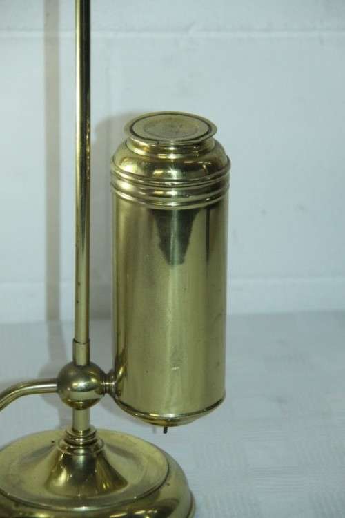 A superb antique Victorian electrical solid brass "Kerosene" student lamp with a glass shade
