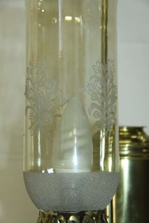 A superb antique Victorian electrical solid brass "Kerosene" student lamp with a glass shade