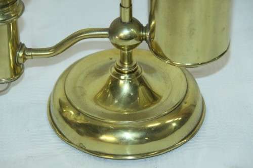 A superb antique Victorian electrical solid brass "Kerosene" student lamp with a glass shade