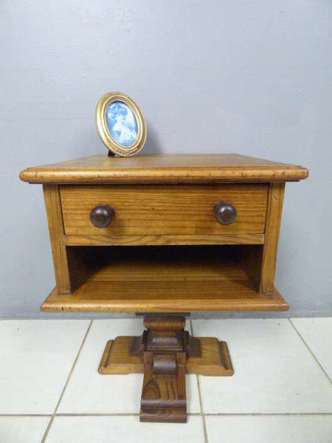 A beautiful, large stylish pine pedestal with a drawer. Chunky, solid furniture!! RS17Sale
