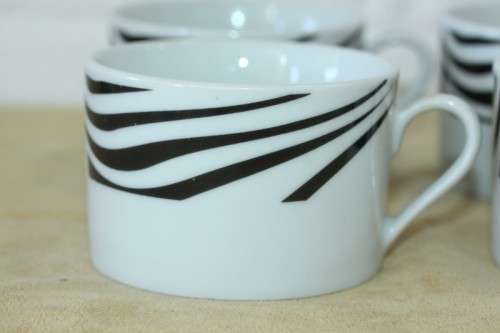 An awesome collection of five "black and white" porcelain tea/ coffee cups in excellent condition
