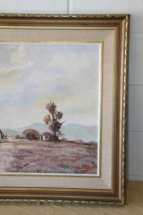 An incredible signed and framed oil painting of a farm scene in very good condition