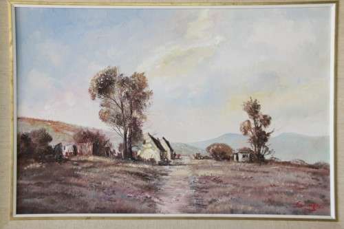 An incredible signed and framed oil painting of a farm scene in very good condition