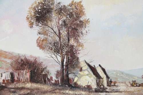 An incredible signed and framed oil painting of a farm scene in very good condition