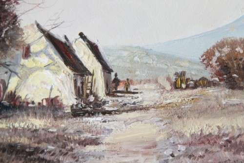 An incredible signed and framed oil painting of a farm scene in very good condition