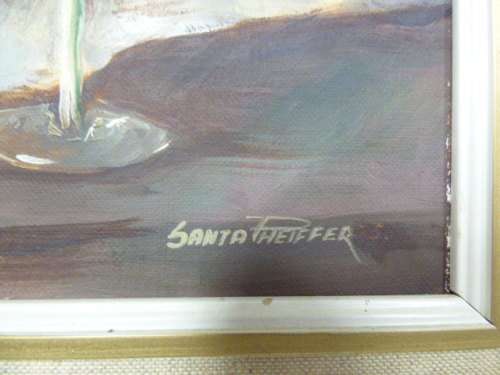 Fantastic large original signed "Santa Pheiffer" oil painting of roses framed in a stunning frame!