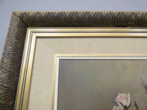 Fantastic large original signed "Santa Pheiffer" oil painting of roses framed in a stunning frame!