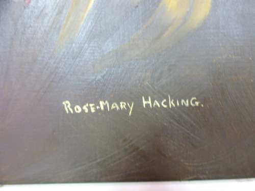 A superb (large) signed and framed oil painting of King Proteas by renowned artist Rose-Mary Hacking