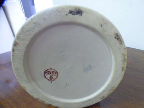 An incredible x-large Gerzit made stoneware (lidded) Stein w/ traditional hand glazed detailing