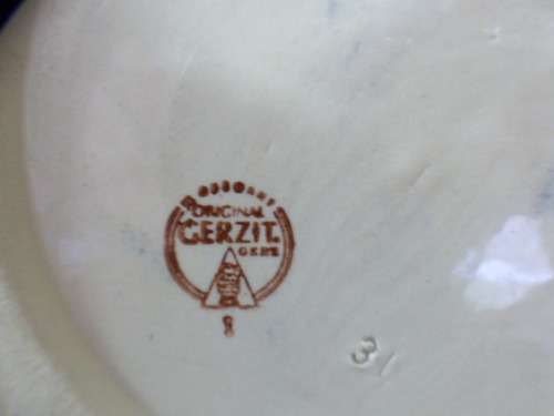 An incredible x-large Gerzit made stoneware (lidded) Stein w/ traditional hand glazed detailing