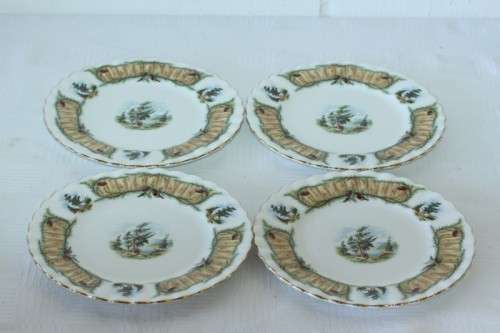 Four incredibly rare vintage Royal Albert "Knotty Pine" pattern cake plates - RS17Sale