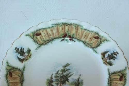 Four incredibly rare vintage Royal Albert "Knotty Pine" pattern cake plates - RS17Sale