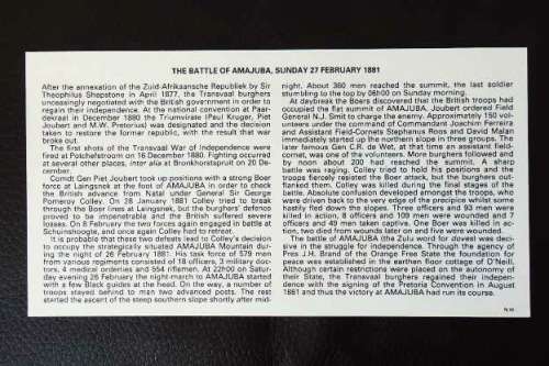 An RSA (1981) Battle of Amajuba FDC w/ stamps - signed by state president Marais Viljoen - RS17Sale