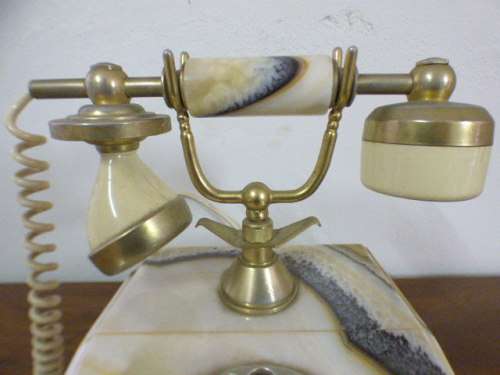 A fabulous, vintage marble and brass rotary dial telephone, stunning on display or for use.