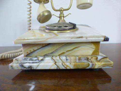 A fabulous, vintage marble and brass rotary dial telephone, stunning on display or for use.
