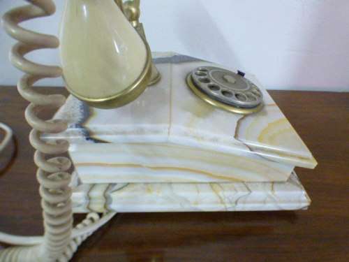 A fabulous, vintage marble and brass rotary dial telephone, stunning on display or for use.