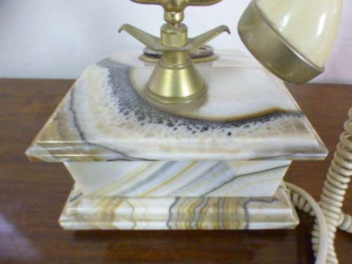 A fabulous, vintage marble and brass rotary dial telephone, stunning on display or for use.