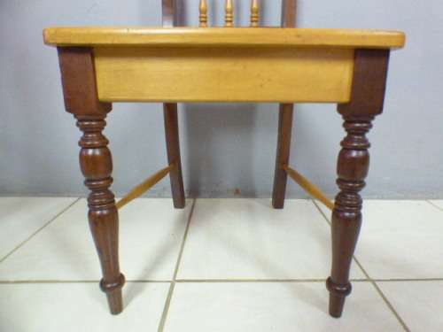 Four fabulous vintage solid yellow wood & imbuia riempie dining room chairs, beautiful!!! Bid/chair