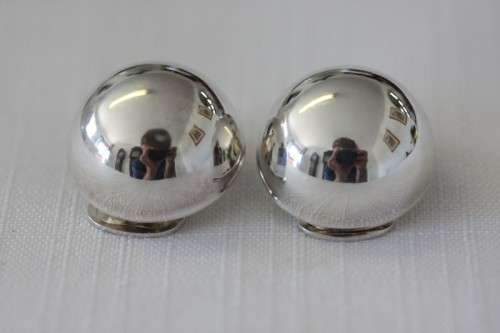 A magnificent pair of sterling silver stamped round clip-on earrings in remarkable condition