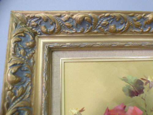 A fabulous framed original signed "Jeanette Dykman" still life oil painting of pink roses!! Gorgeous